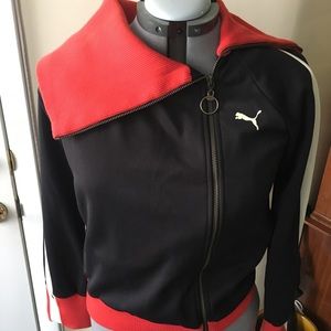 Puma asymmetrical zip wide collar track jacket